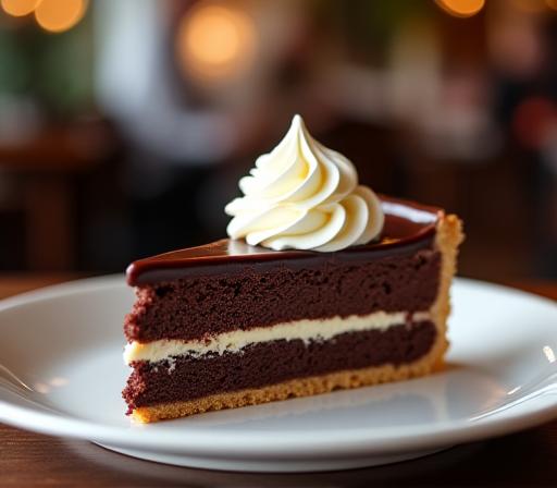 Ein Stück Sachertorte mit Schlagobers in einem Wiener Kaffeehaus